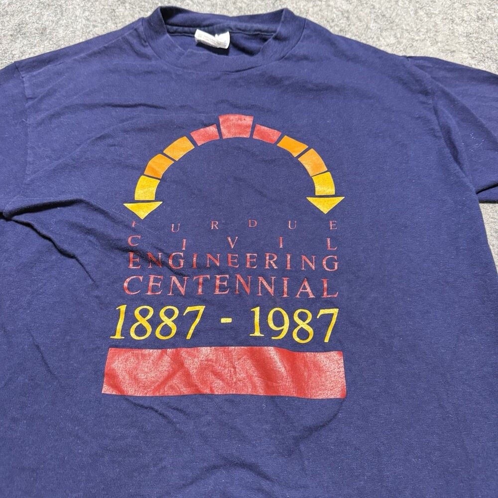 Vintage 1987 Purdue University Engineering Shirt M Hanes Beefy T Single Stitch